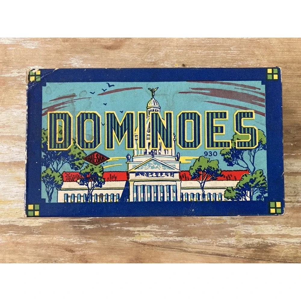 Vintage Halsam double nine Capitol Dominoes complete nice original box